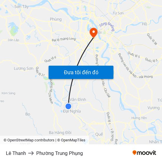 Lê Thanh to Phường Trung Phụng map