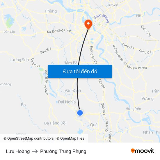 Lưu Hoàng to Phường Trung Phụng map