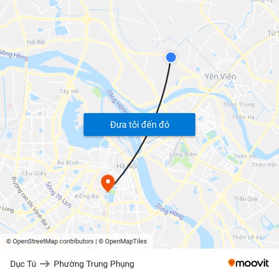 Dục Tú to Phường Trung Phụng map