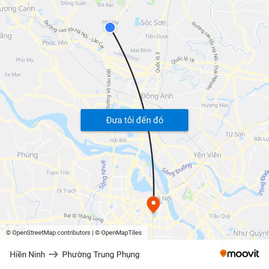 Hiền Ninh to Phường Trung Phụng map