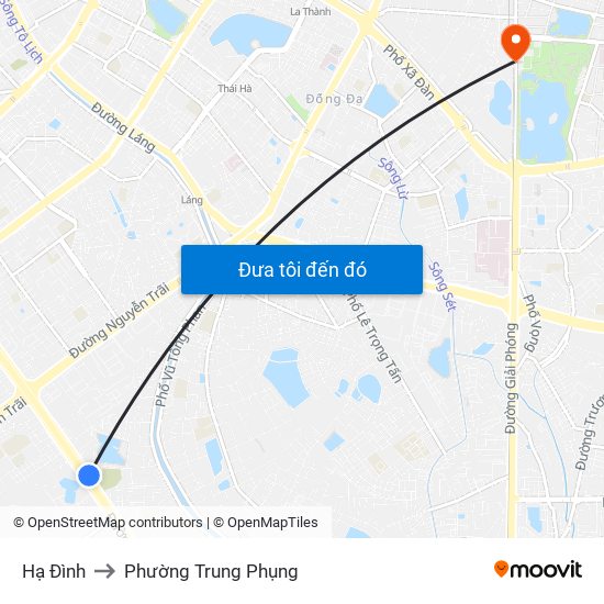 Hạ Đình to Phường Trung Phụng map