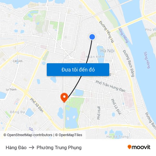 Hàng Đào to Phường Trung Phụng map