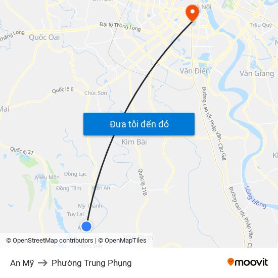 An Mỹ to Phường Trung Phụng map