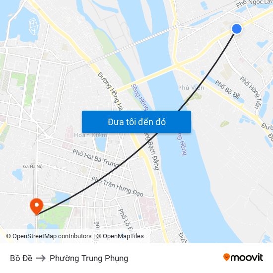 Bồ Đề to Phường Trung Phụng map