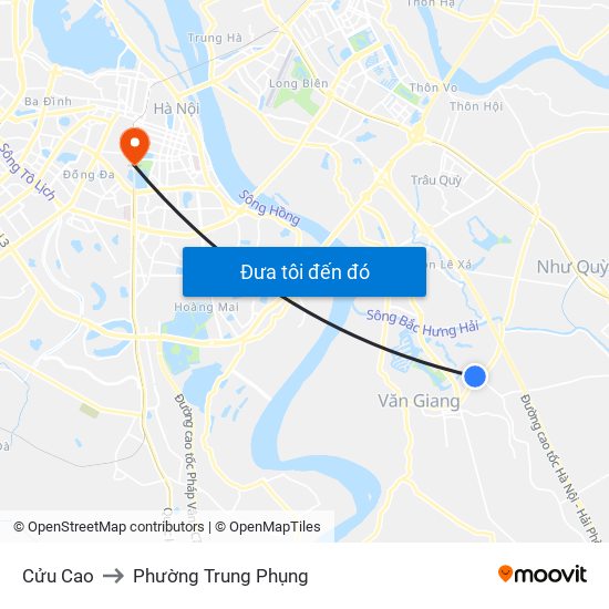 Cửu Cao to Phường Trung Phụng map