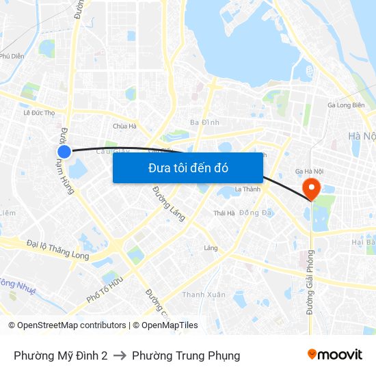 Phường Mỹ Đình 2 to Phường Trung Phụng map