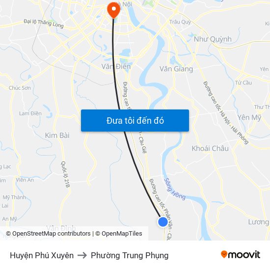 Huyện Phú Xuyên to Phường Trung Phụng map