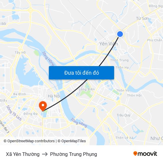 Xã Yên Thường to Phường Trung Phụng map