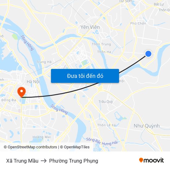 Xã Trung Mầu to Phường Trung Phụng map