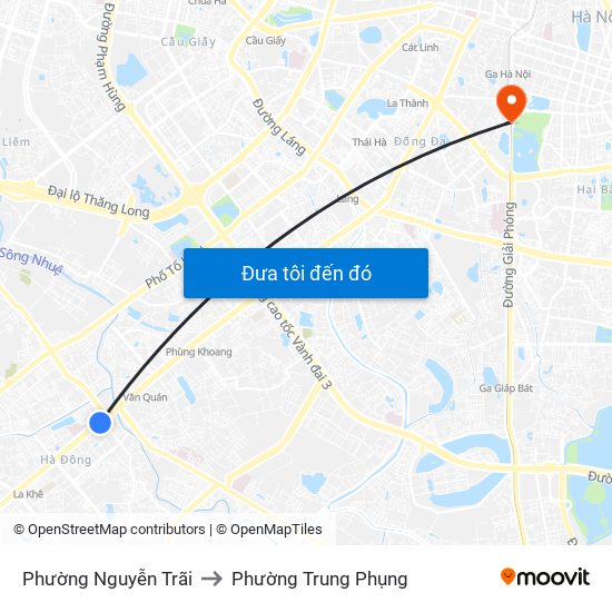 Phường Nguyễn Trãi to Phường Trung Phụng map