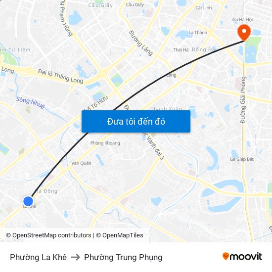 Phường La Khê to Phường Trung Phụng map