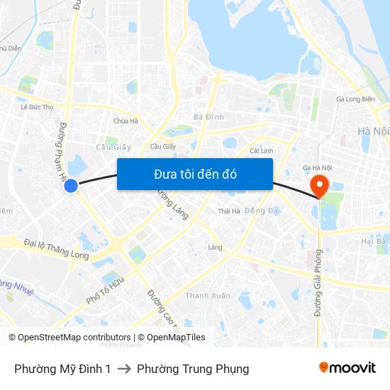 Phường Mỹ Đình 1 to Phường Trung Phụng map