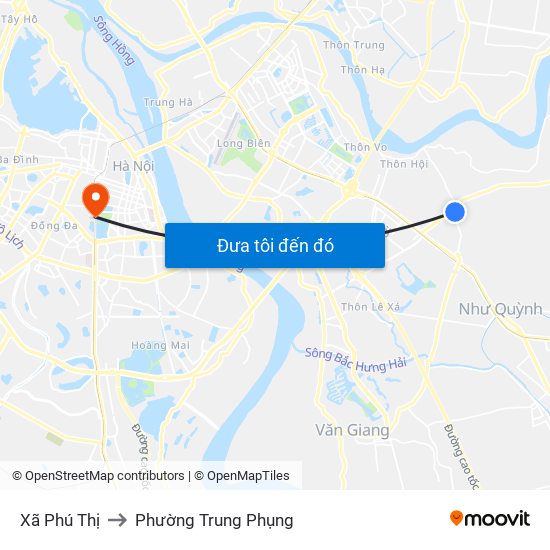 Xã Phú Thị to Phường Trung Phụng map