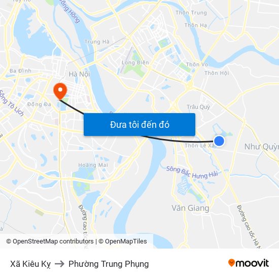 Xã Kiêu Kỵ to Phường Trung Phụng map