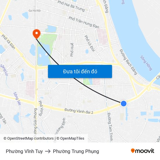 Phường Vĩnh Tuy to Phường Trung Phụng map