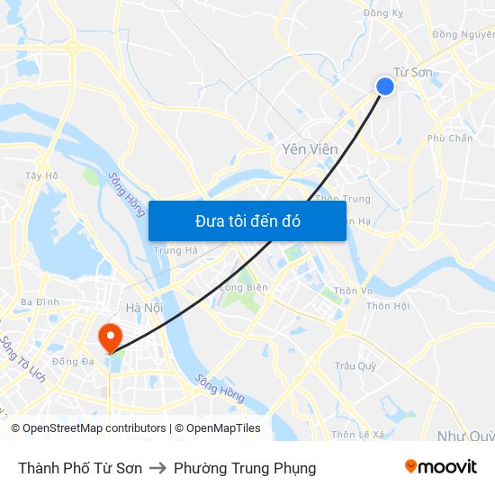 Thành Phố Từ Sơn to Phường Trung Phụng map