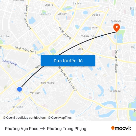 Phường Vạn Phúc to Phường Trung Phụng map