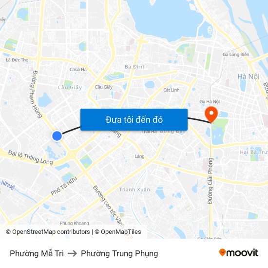 Phường Mễ Trì to Phường Trung Phụng map