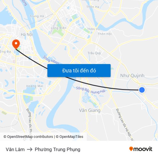 Văn Lâm to Phường Trung Phụng map