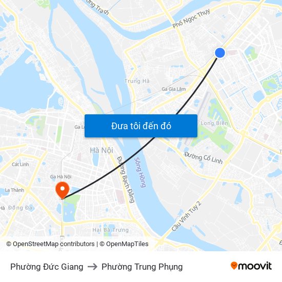 Phường Đức Giang to Phường Trung Phụng map