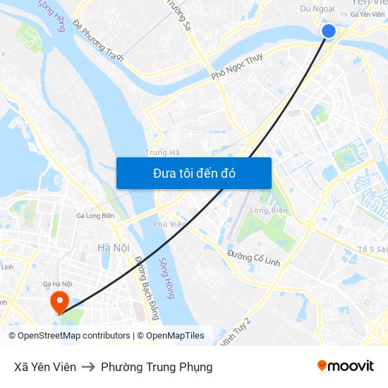 Xã Yên Viên to Phường Trung Phụng map