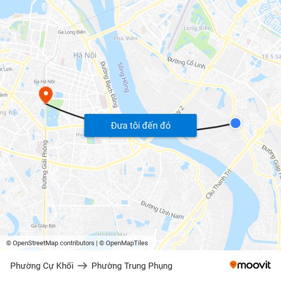 Phường Cự Khối to Phường Trung Phụng map