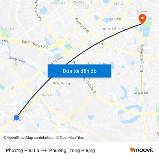 Phường Phú La to Phường Trung Phụng map