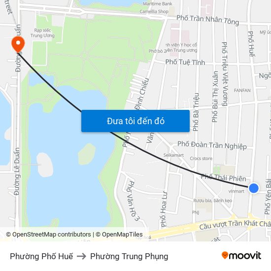 Phường Phố Huế to Phường Trung Phụng map
