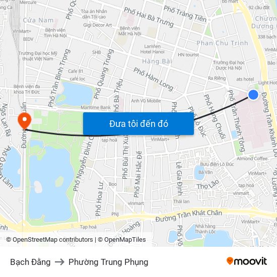 Bạch Đằng to Phường Trung Phụng map