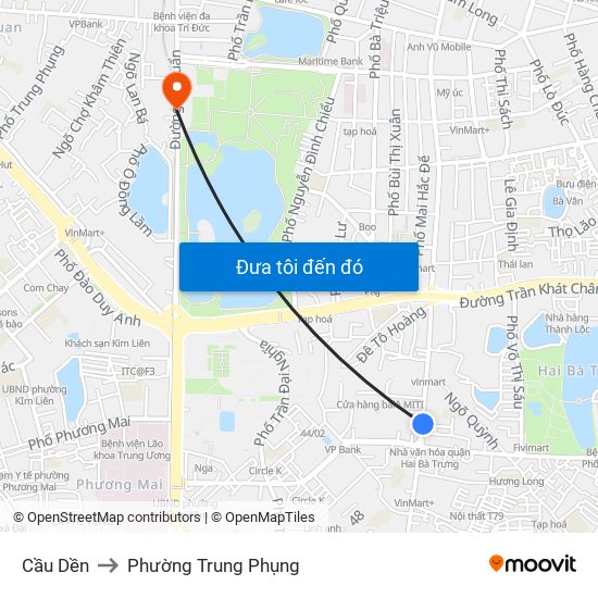 Cầu Dền to Phường Trung Phụng map