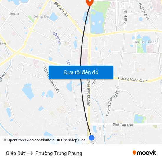 Giáp Bát to Phường Trung Phụng map