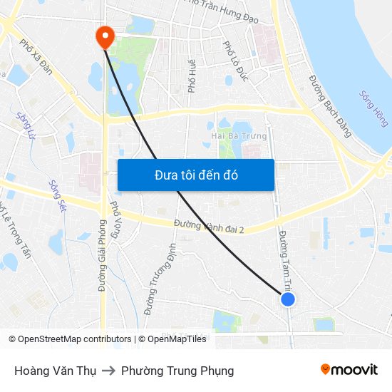 Hoàng Văn Thụ to Phường Trung Phụng map