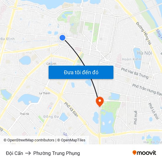 Đội Cấn to Phường Trung Phụng map