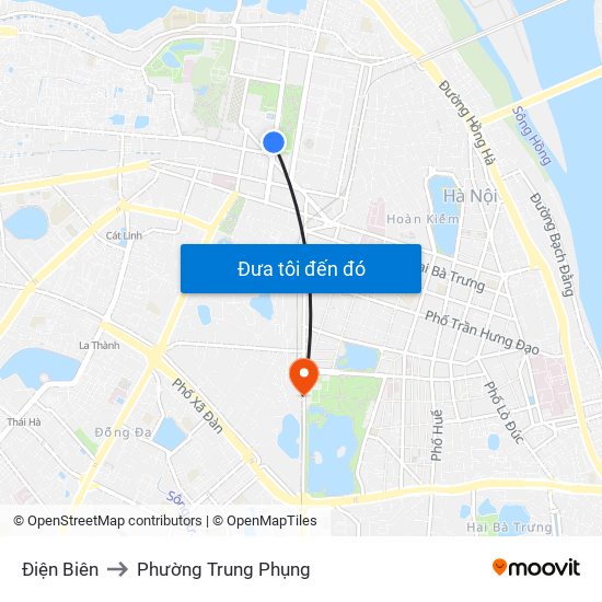 Điện Biên to Phường Trung Phụng map