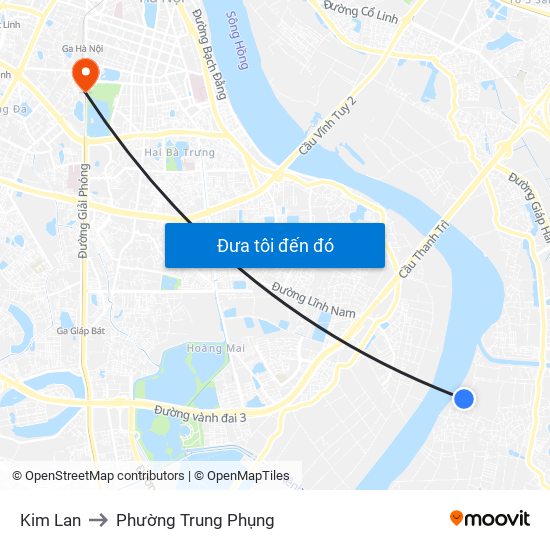 Kim Lan to Phường Trung Phụng map
