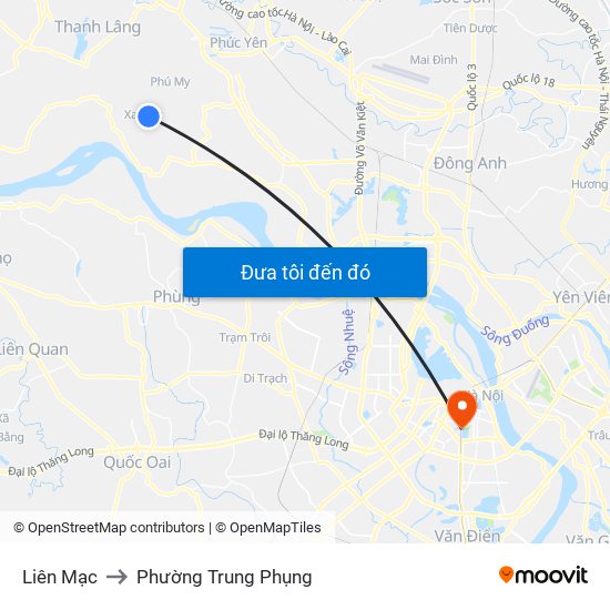 Liên Mạc to Phường Trung Phụng map