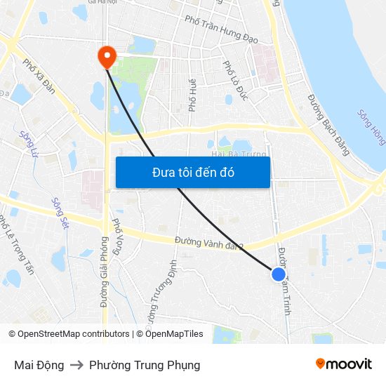 Mai Động to Phường Trung Phụng map