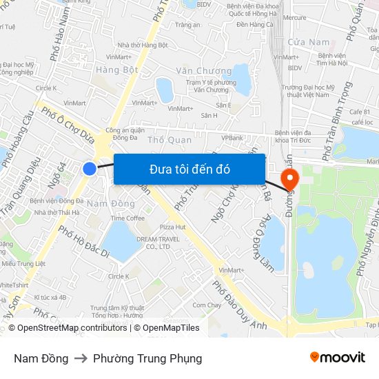 Nam Đồng to Phường Trung Phụng map