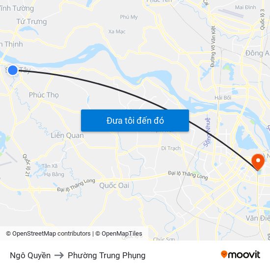 Ngô Quyền to Phường Trung Phụng map