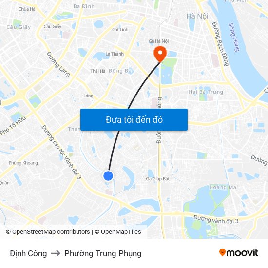 Định Công to Phường Trung Phụng map