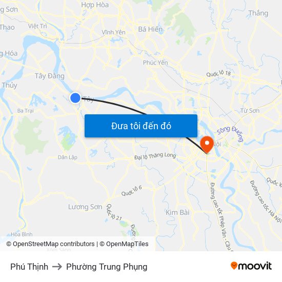 Phú Thịnh to Phường Trung Phụng map