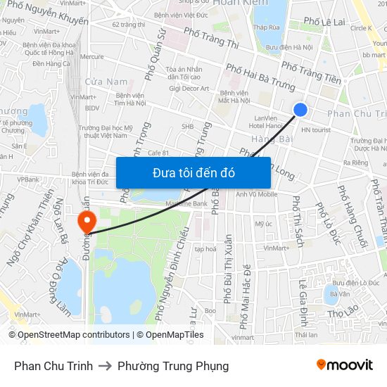 Phan Chu Trinh to Phường Trung Phụng map