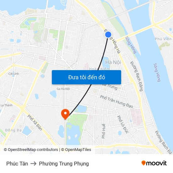 Phúc Tân to Phường Trung Phụng map