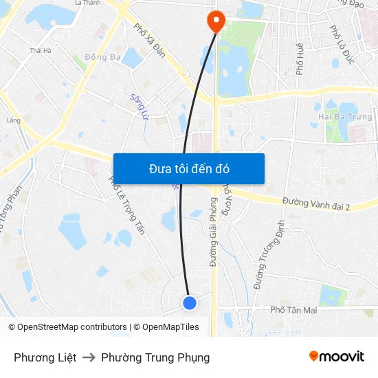 Phương Liệt to Phường Trung Phụng map