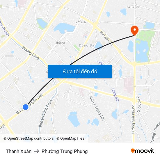 Thanh Xuân to Phường Trung Phụng map