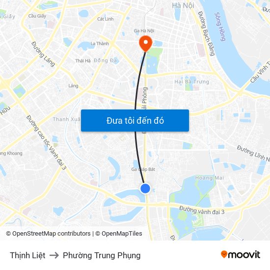 Thịnh Liệt to Phường Trung Phụng map