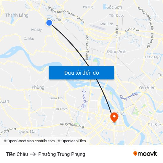 Tiền Châu to Phường Trung Phụng map