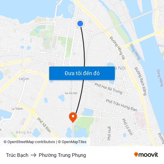 Trúc Bạch to Phường Trung Phụng map