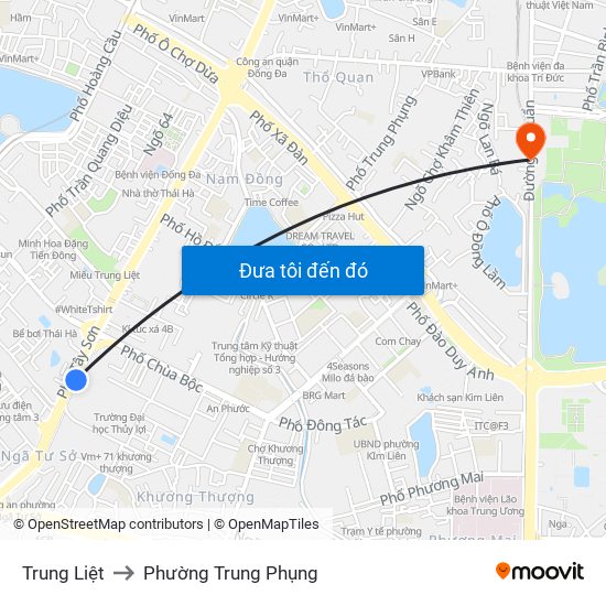 Trung Liệt to Phường Trung Phụng map