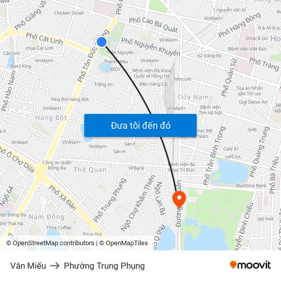 Văn Miếu to Phường Trung Phụng map